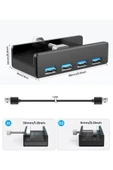 Coverzone 5 Gbps USB 3.0 Hub Kelepçe  , Ekstra Güç Kaynağı Bağlantı Noktası 4 Portlu Bölücü MH4PU Siyah uyumlu - 4