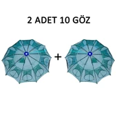 Şemsiye Balık Tuzağı 2 Adet 10 Göz Yengeç Kuş Balık Yakalama Tuza - 1