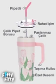 DILLER Quencher Cup 1200 ML Pipetli/Rahat İçim Kulplu Paslanmaz Çelik Termos -FFDILLERD9120 - 3