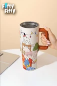 DILLER Quencher Cup 1200 ML Pipetli/Rahat İçim Kulplu Paslanmaz Çelik Termos -FFDILLERD9222 - 3