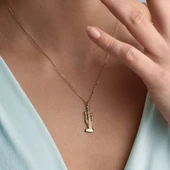 14 Ayar Altın Kaplama Kaktüs Gümüş Kolye - CN00440 thumbnail 4