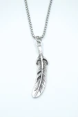Kartal Pençesi - Kuş Tüyü Gümüş Kaplama Örme Zincir Kolye thumbnail 1