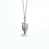 14 Ayar Altın Kaplama Kaktüs Gümüş Kolye - CN00440 thumbnail 7