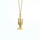 14 Ayar Altın Kaplama Kaktüs Gümüş Kolye - CN00440 thumbnail 6