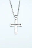 Haç Gümüş Kaplama Örme Zincir Kolye thumbnail 1