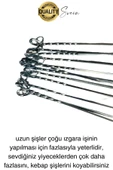 6 Adet Yüksek Kalite 48 cm Mangal Ciğer Kuşbaşı Kebap Şiş Paslanmaz Çelik Adana Urfa Izgara - 6