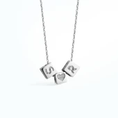 14 Ayar Altın Mikron Kaplama Kişiye Özel Küp İki Harf ve Sembol Gümüş Kolye - CN00436 thumbnail 4