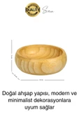 Premium 3'lü Doğal Bambu Çerezlik Seti Ahşap Dekoratif Sade Kase Yuvarlak Atıştırmalık Kabı Sosluk - 4