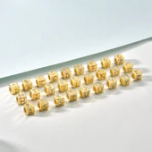 14 Ayar Altın Mikron Kaplama Kişiye Özel Küp İki Harf ve Sembol Gümüş Kolye - CN00436 thumbnail 8