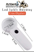 Led Işıklı Büyüteç 75 mm 1 Adet 3X Büyütme Optik Büyüteç El Tipi Işıklı Lens Taşınabilir Okul Büro Ofis - 2