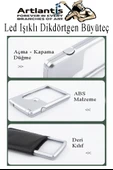 Led Işıklı Kart Tipi Büyüteç 1 Adet 3X 6X Büyütme Lens El Tipi Mercek Cep Büyüteç Kılıflı Okul Büro Ofis - 4