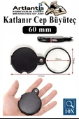 Katlanır Cep Büyüteç 60 mm 1 Adet 10X Büyütme Lens Cepte Taşınan Optik Lens Mercek Okuma Büyüteci Mini Cep El Büyüteci - 1