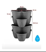 Omnipazar SO-PKS3 Pamukkale Dekoratif Saksı Çilek Saksı 4'lü Set 12.5 Litre Antrasit No 3 - 2