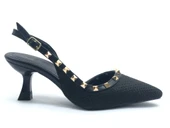 Feles Hasır Zımba Detaylı Arkası Açık Stiletto Kadın Topuklu Ayakkabı - 8