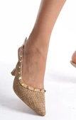 Feles Hasır Zımba Detaylı Arkası Açık Stiletto Kadın Topuklu Ayakkabı - 12