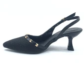 Feles Hasır Zımba Detaylı Arkası Açık Stiletto Kadın Topuklu Ayakkabı - 9