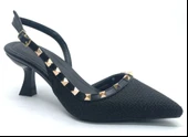 Feles Hasır Zımba Detaylı Arkası Açık Stiletto Kadın Topuklu Ayakkabı - 7