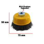 Saçaklı Çanak Fırça 75 mm Pas Kir Toz Temizleme Metal Temizlik Fırçası - 2