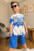 Erkek Çocuk New York City ve Yazı Baskılı T-Shirt Mavi Şortlu Takım thumbnail 3