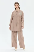 Müsemma Oversize Gömlek Yaka Uzun Kol Kadın Takım - Günlük & Şık - 2
