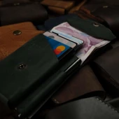 Dikey Mekanizmalı Kalem Kart ve Para Koyma Bölmeli Hakiki Deri Cüzdan ve Kartlık - 6