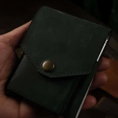 Dikey Mekanizmalı Kalem Kart ve Para Koyma Bölmeli Hakiki Deri Cüzdan ve Kartlık - 9