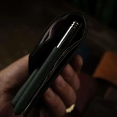 Dikey Mekanizmalı Kalem Kart ve Para Koyma Bölmeli Hakiki Deri Cüzdan ve Kartlık - 3