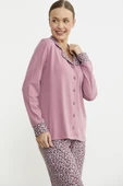 Leopar Kombinli Gömlek Pijama Takım - Pembe thumbnail 5