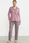 Leopar Kombinli Gömlek Pijama Takım - Pembe thumbnail 1