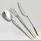 Hisar Bahama Gold Yarım Dekorlu 12 Kişilik 84 Parça Çatal Kaşık Bıçak Takımı - 2
