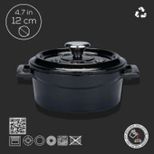 Lava Tencere Mini Yuvarlak Siyah Trendy Kapak 12 Cm - 2