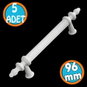 (SERT PLASTİK) 5 Adet Kulp Beyaz Çekmece Mobilya Mutfak Dolap Kulbu Kulpu Kulpları Polavit 96 Mm thumbnail 1