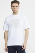 Oversize Baskılı Pamuk Tişört - Beyaz thumbnail 1