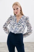 Puantiye Dokulu Bodysuit - Mavi - 1