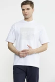 Oversize Baskılı Pamuk Tişört - Beyaz thumbnail 3