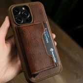 Mekanizmalı ve Magsafe özellikli Hakiki Deri Slim Kartlık - 4