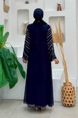 Taş Detaylı Abiye Elbise 3915 Lacivert thumbnail 2