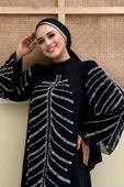 Taş Detaylı Abiye Elbise 3915 Siyah thumbnail 4