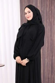 Şallı Kruvaze Namaz Elbisesi 6027 Siyah thumbnail 5