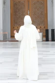 Şallı Kruvaze Namaz Elbisesi 6027 Ekru - 4
