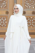Şallı Kruvaze Namaz Elbisesi 6027 Ekru - 3