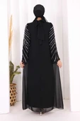 Taş Detaylı Abiye Elbise 3915 Siyah thumbnail 4