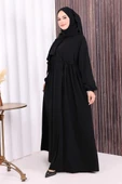 Şallı Kruvaze Namaz Elbisesi 6027 Siyah thumbnail 3