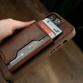 Mekanizmalı ve Magsafe özellikli Hakiki Deri Slim Kartlık - 1