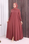 Fermuarlı Kol Manşetleri Büzgülü Mevlana Ferace 6007 Pudra thumbnail 1
