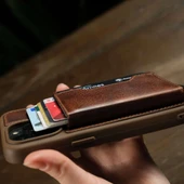 Mekanizmalı ve Magsafe özellikli Hakiki Deri Slim Kartlık - 6