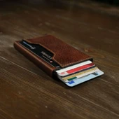 Mekanizmalı ve Magsafe özellikli Hakiki Deri Slim Kartlık - 2