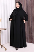 Şallı Kruvaze Namaz Elbisesi 6027 Siyah thumbnail 1