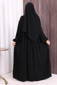 Şallı Kruvaze Namaz Elbisesi 6027 Siyah thumbnail 4