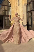 Kuyruk Detay Taş İşlemeli Abiye Elbise 7025 Gold thumbnail 3